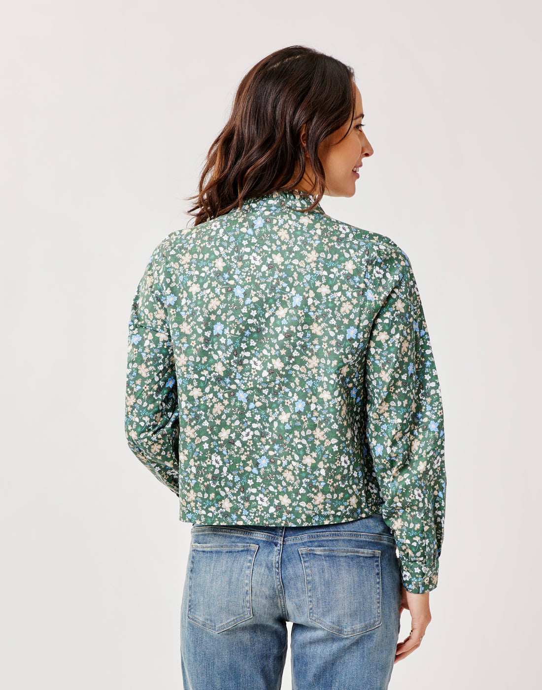 Reagan Twill Long Sleeve: Cilantro Floral