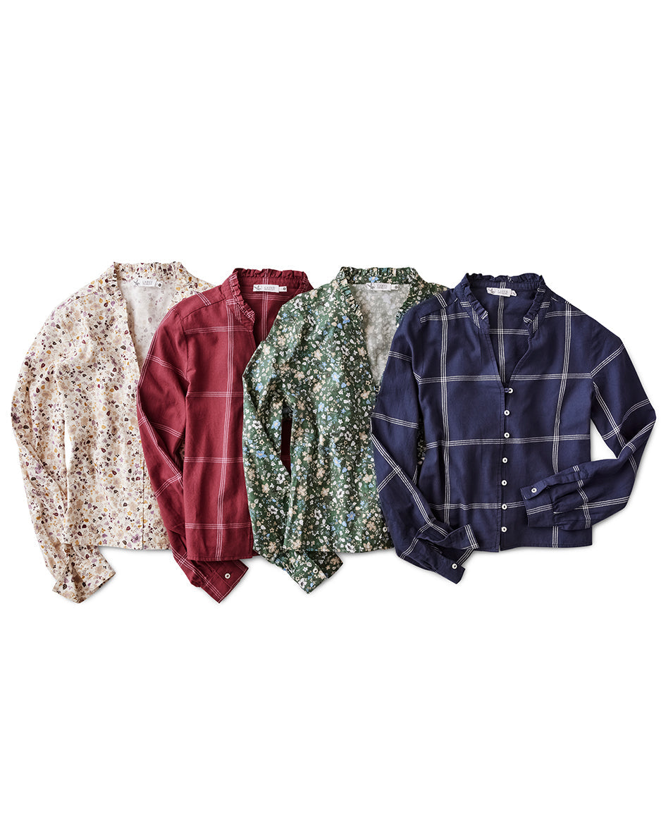 Reagan Twill Long Sleeve: Cilantro Floral